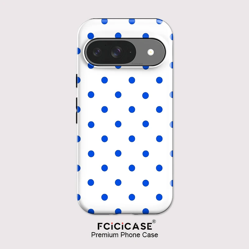Fcicicase 2 in 1 듀얼 레이어 폰 케이스 (구글 픽셀 9, 10 Pro, 10A, 7A, 10, 9 Pro XL, 8, 8A 호환) 원형 도트 프린트 낙하 방지 커버