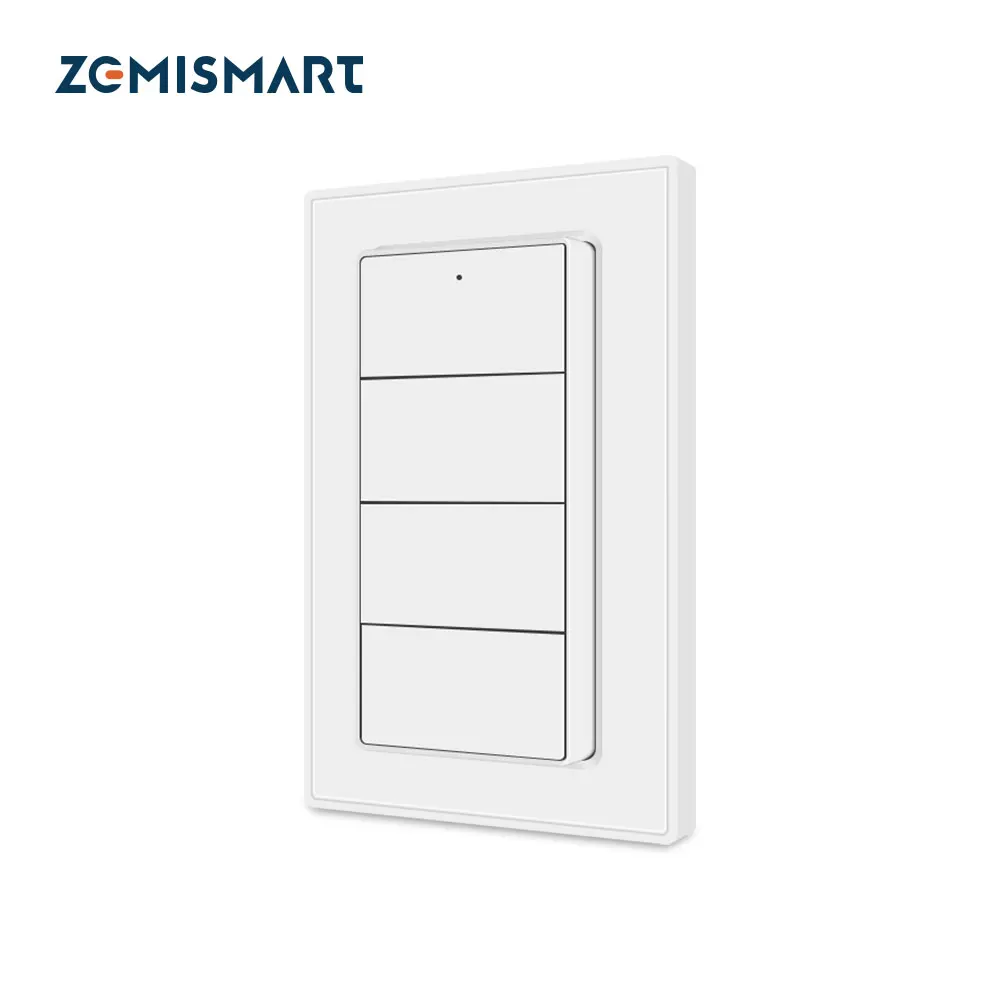 Zemismart 4 Gangs Tuya Zigbee Wireless Scene Switch Battery Powered Wall Sticker Smart Dimming Remote Smart Life App Control