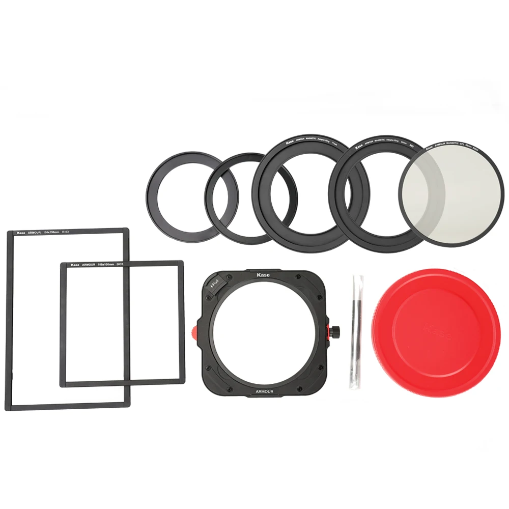 Imagem -03 - Kit Quadrado Magnético do Suporte do Filtro da Armadura de Kase 100 mm com Filtro Magnético de 95 mm Cpl & 67 72 77 82 mm Adaptadores & Quadros Magnéticos