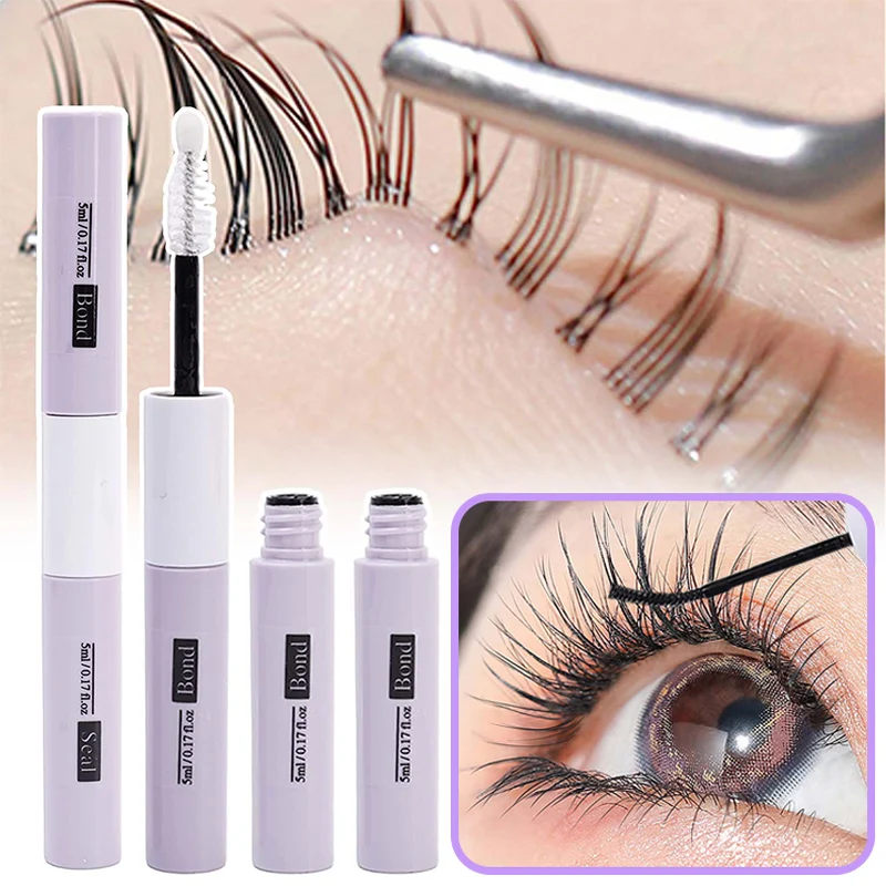 Mascara per colla per ciglia a doppia estremità tenuta duratura impermeabile non irritante colla per ciglia invisibile estensione ciglia strumenti cosmetici