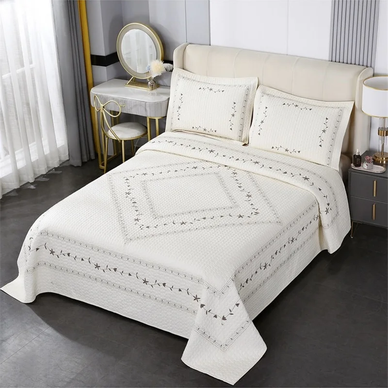 Luxury Cotton Quilt Set 3PCS Quilting Bedspread on the Bed Embroidery Bed Cover Queen King Size Quilted Blanket Coverlet Bedroom