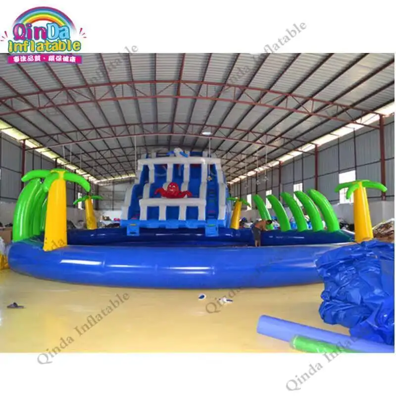 Piscina inflável comercial para crianças e adultos, parque de diversões inflável, parque aquático inflável para terra
