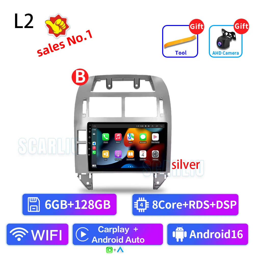 SISCL Voor Volkswagen Polo Mk4 2001-2011 Android Autoradio Multimedia Speler Carplay Auto Stereo GPS Navi 2din DSP Head Unit