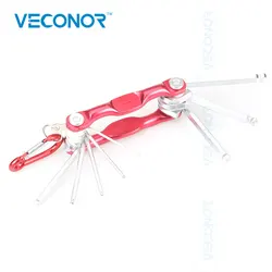 1.5-6mm Aluminum Folding Ball Ended Hex Key Set With Carabiner Allen Key Pocket Set  Steel