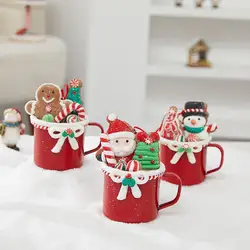 Christmas Coffee Mug Ornaments Enamel Mugs Holiday Coffee Cups Hangings Decoration Mug Of Hot Chocolate Ornaments Coffee Mug