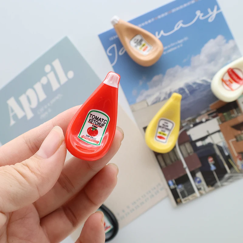5Pcs Creativity Sauce Bottle Fridge Magnets Honey Mustard Sauce Ketchup Mayonnaise Magnetic Home Kitchen Restaurant Decoration ﻿