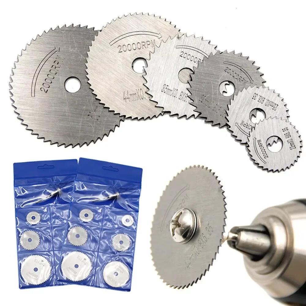 Conjunto de 7 Peças de Lâminas de Corte para Madeira e Metal, Lâmina de Serra Circular para Furadeira Elétrica, Lâmina de Serra Pequena para Retificadora Elétrica em Aço de Alta Velocidade