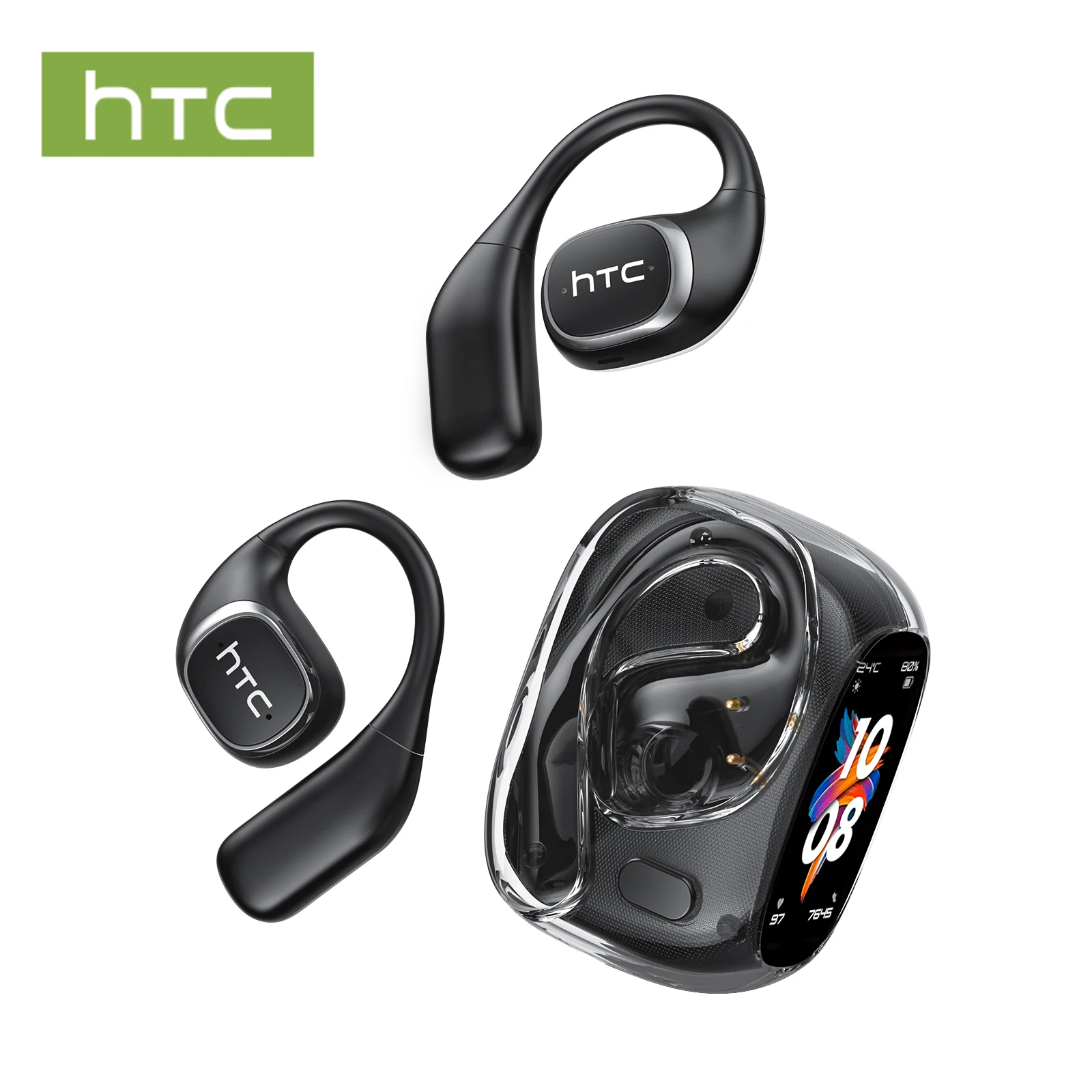 Übersetzer HTC NE11 Bluetooth 6.0 OWS Drahtlose Kopfhörer Übersetzungskopfhörer Vollfarb-Touchscreen Ultraleange Akkulaufzeit 3