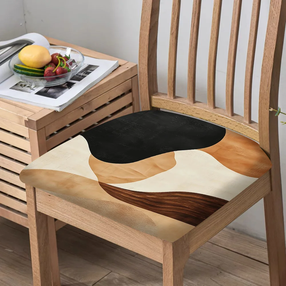 2/4/6pcs Chair Seat Slipcover,Minimalist Neutral Geometric Wave Pattern Chair Protector for Dining Room