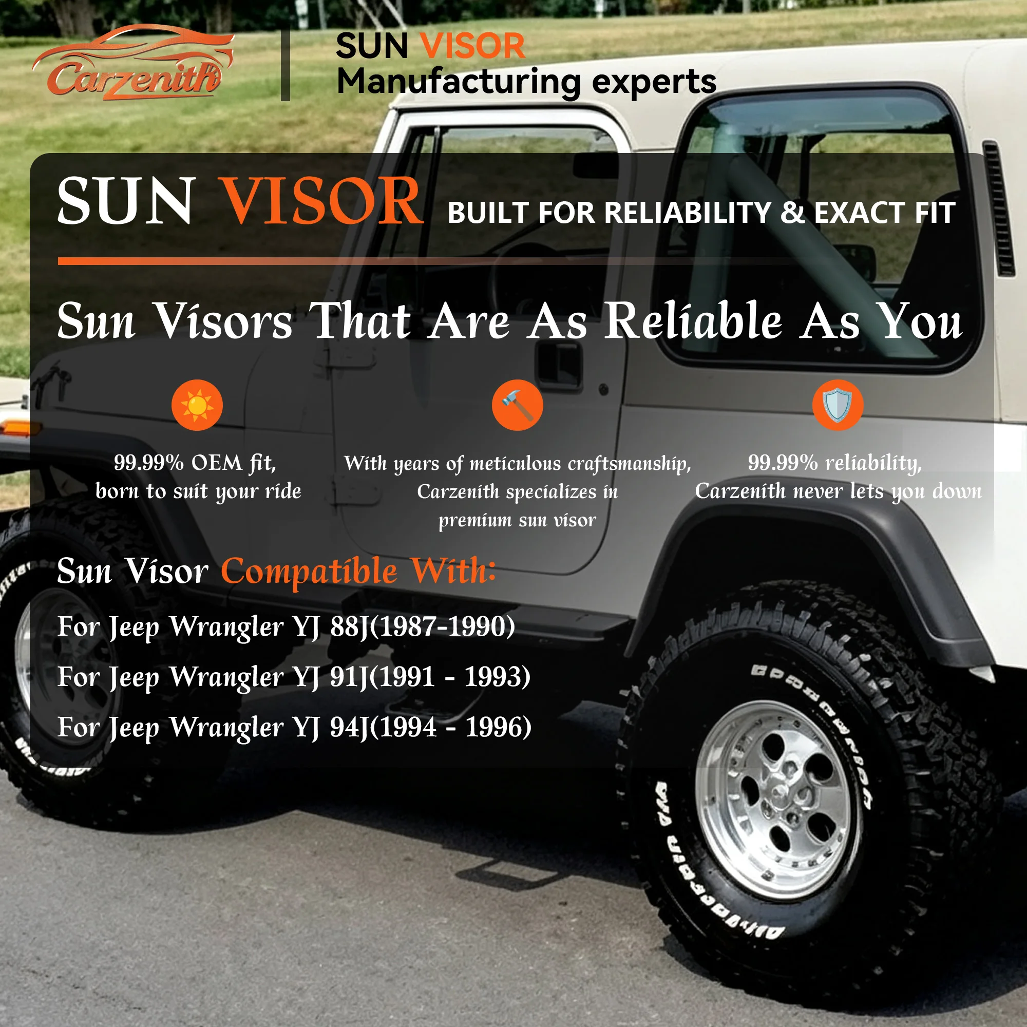 Sun Visor For Jeep Wrangler YJ 1972-1979 1980 1991 1982 1983 1984 1985 1986 1987 1988 1989 1990 1991 1992 1993 1994 1995 1996