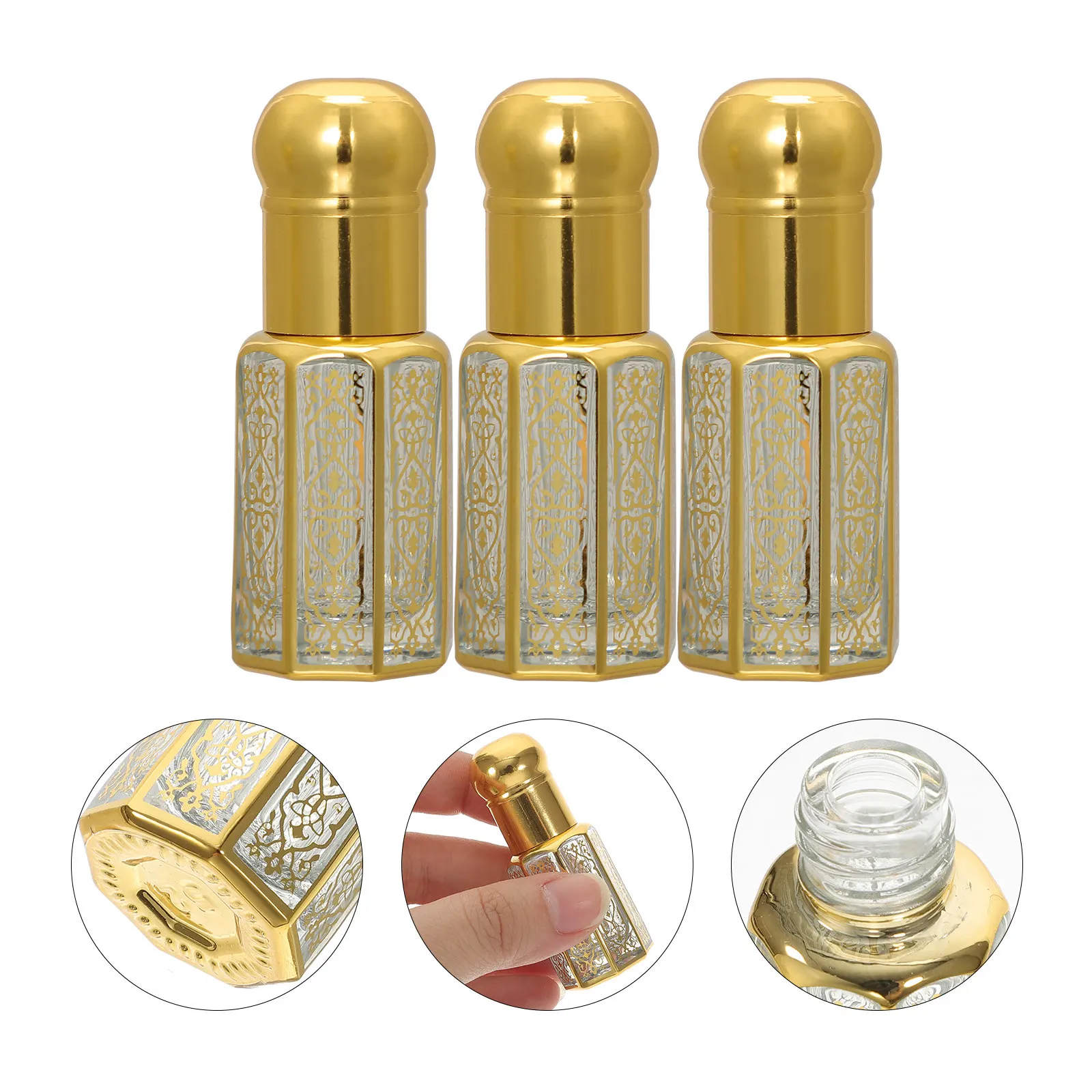 

3Pcs Leak-Proof Essential Oil Roller Bottles Portable Refillable Glass Roll on Bottles for Perfume Cosmetics Face Body Care