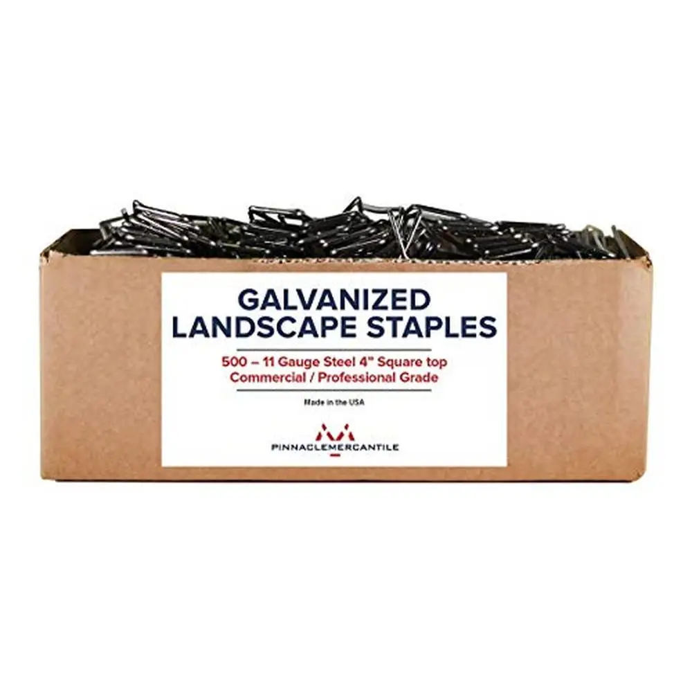 

500 упаковок 4-дюймовых якорных скоб из оцинкованной стали для пейзажной ткани, прочных и долговечных, сделано в США, безопасных тканевых барьеров для сорняков, домашних животных