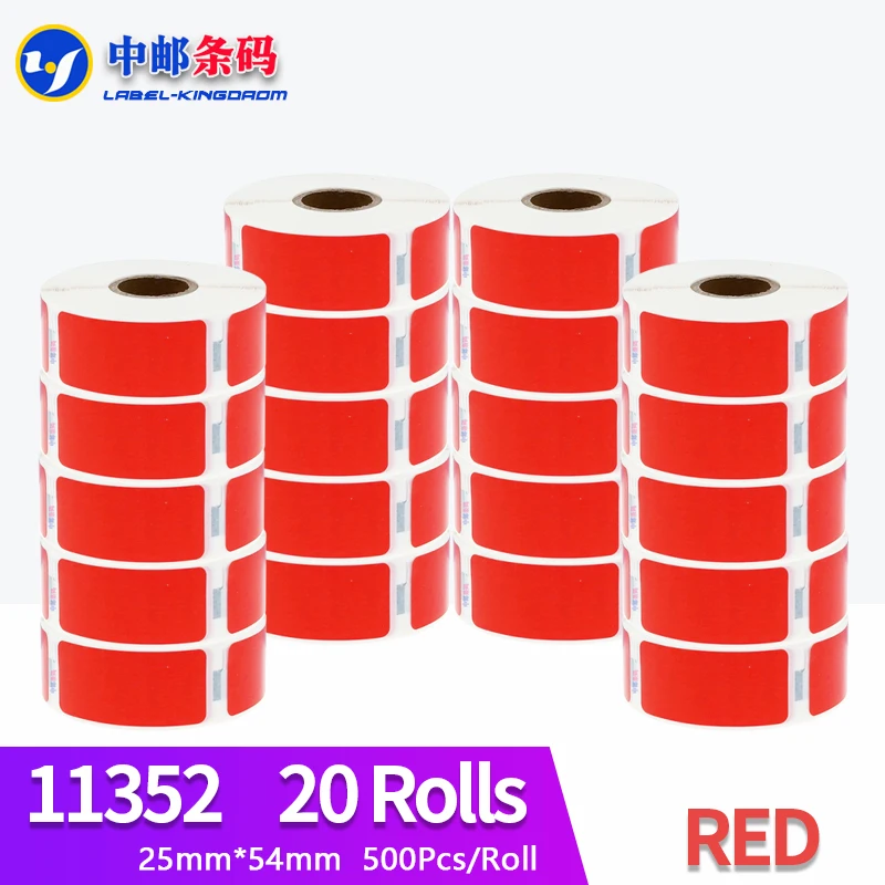 20 Rolls Dymo 11352 Red Color Generic Label 25mm*54mm 500Pcs Compatible for LW400 LW450 Turbo 4XL Thermal Printer