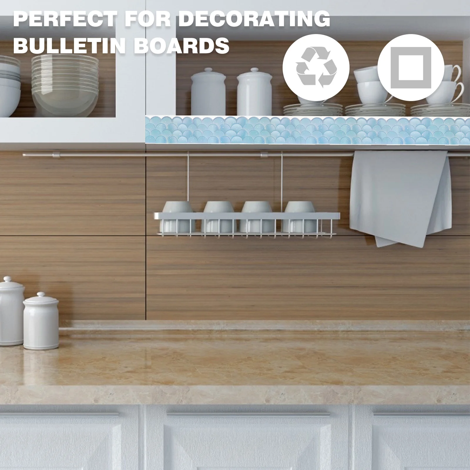 

Wave Stickers Self-adhesive Border Bulletin Borders Light Bulb Desk Decor Trim Paper Wall Decals for Rooms