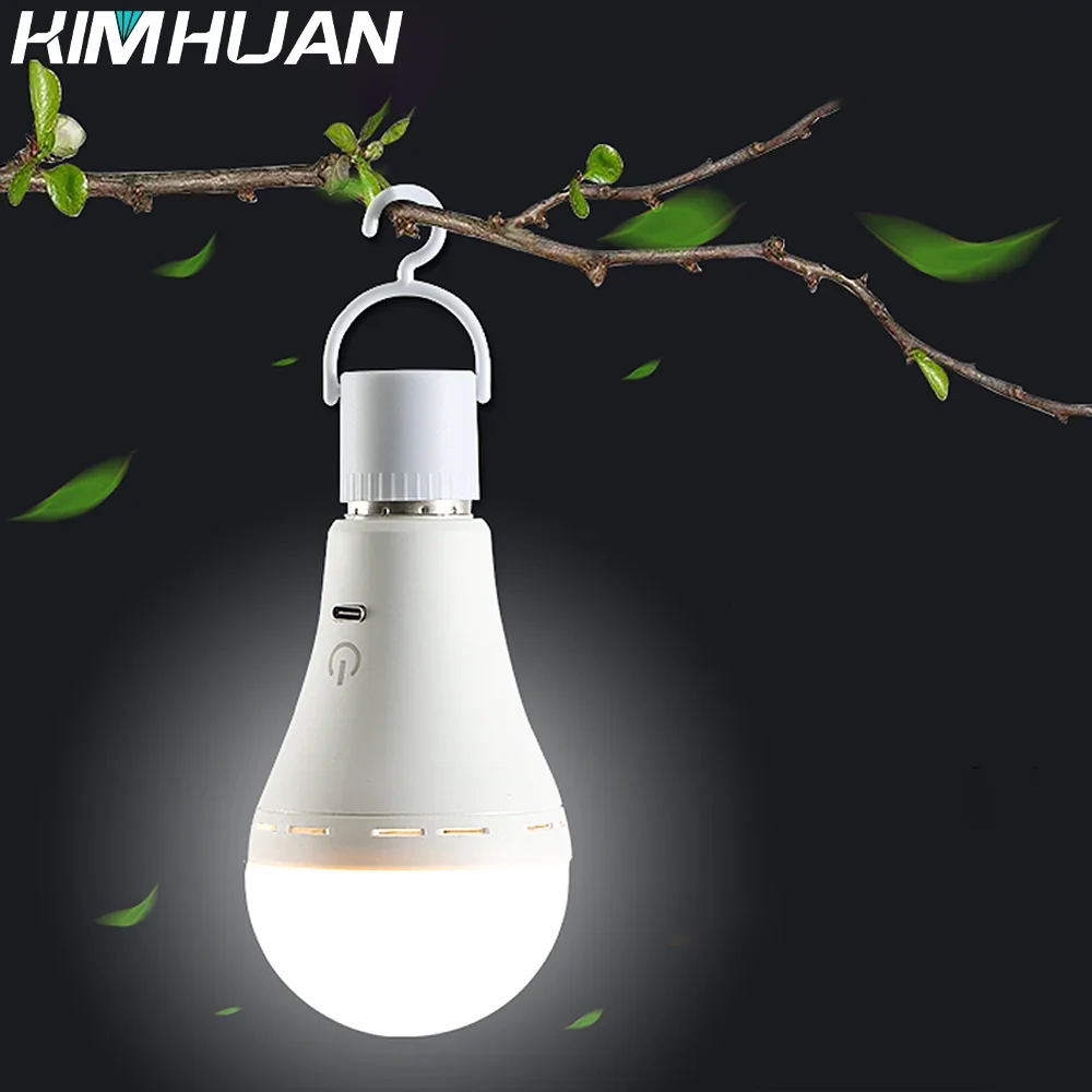 Multifunctional Rechargeable 3W Emergency LED Light Bulbs   3000K Bright Outdoor Hanging Lamp Lights for Power Outage Camping