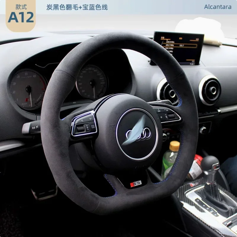 Hand-stitched Soft suede Car Steering Wheel Braid Cover for Audi S1 8X S3 8V Sportback S4 B8 Avant S5 8T S6 S7 RS Q3 SQ5