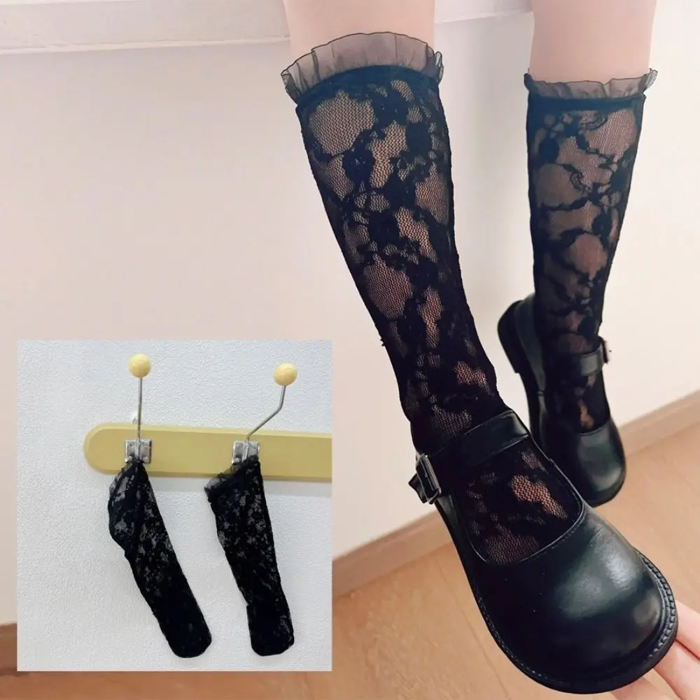New Fashion Lace Baby Girls Socks Nylon White Black Mesh Stockings Hollowed-out Hollow Out Socks Summer