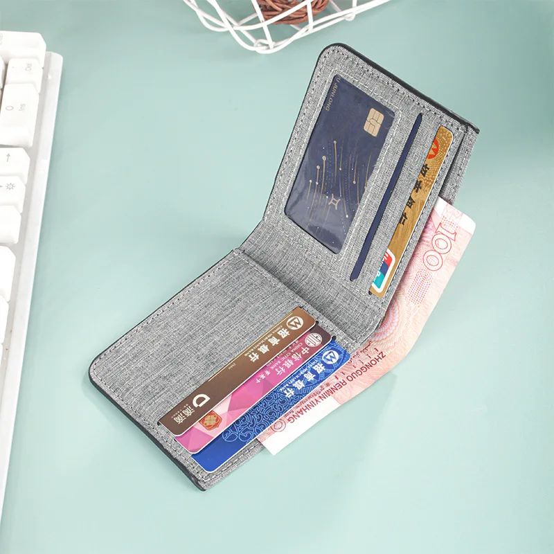 

Advanced minimalist wallet for men, 2025 new model, card bag integrated wallet, men's canvas splicing coin clip wholesale