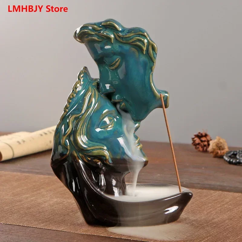 LMHBJY European-style Figures Ornaments Incense Burner Ceramic Line Incense Burner Tray Incense Table Home Decoration Crafts