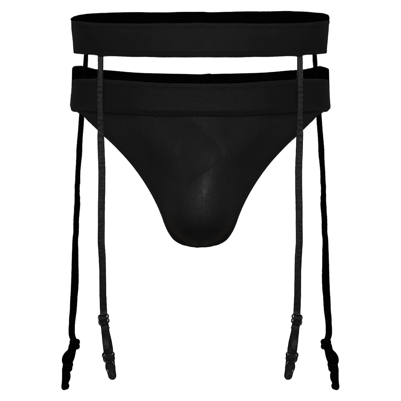 

Mens Jockstrap Thongs Briefs Lingerie Set Bulge Pouch T-back Pantie and Waist Belt with Garter Belts Nightwear for Nightclub
