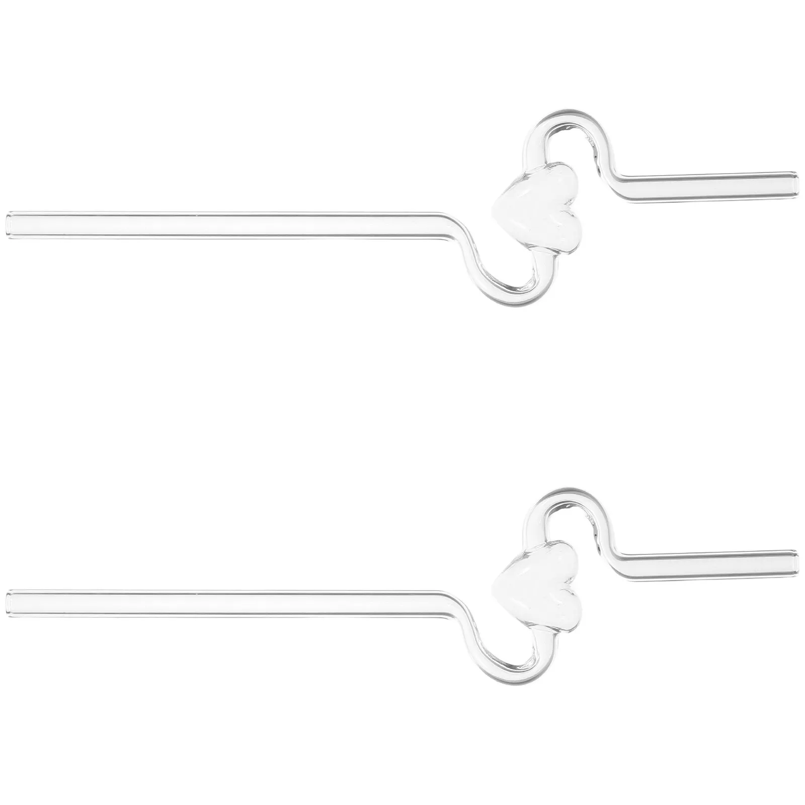 

2Pcs Couple Glass Heart Straws Reusable Transparent Drinking Straws for Juice Smoothies Cocktails Valentine's Day Wedding Party