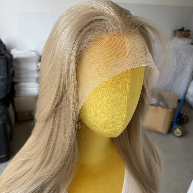 Layered Mixed Blonde Lace Front Wig Natural Long Straight Heat Resistant Hair