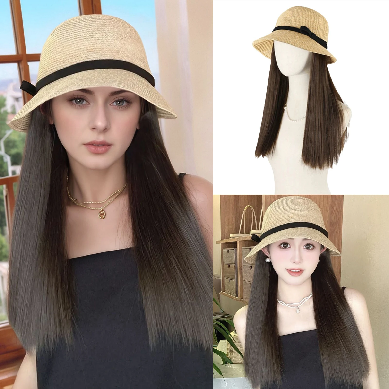 

Летняя рыбацкая шляпа, парик для женщин, универсальная модная шапка для парика для покупок или другого активного отдыха, местная доставка