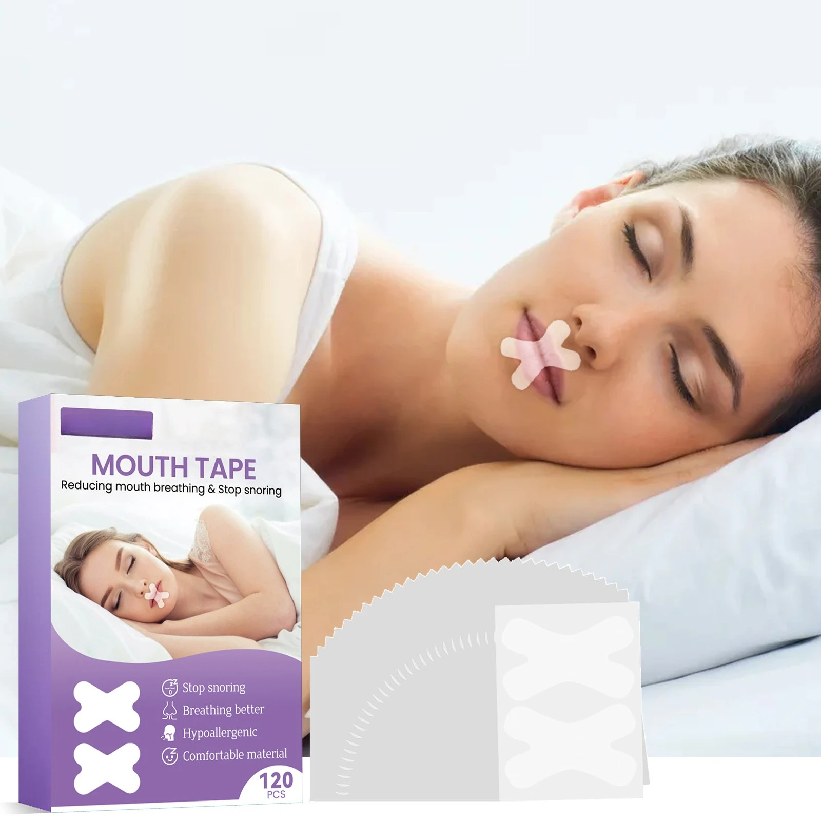

120/240/360pcs Mouth Tape for Sleeping Anti Snoring Patch Health Care Sleep Nasal Sticker Better Breath Snoring Aid Device