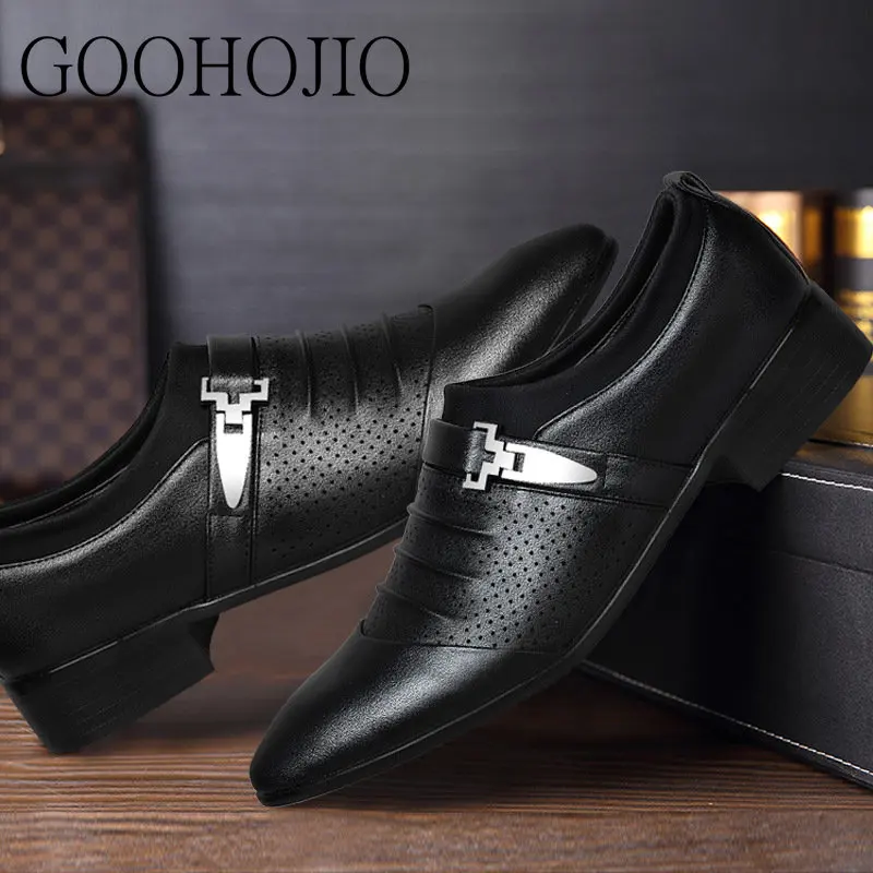 Hollow Out New Fashion Business Dress Men Shoes Classic Leather Men\'S Suits Shoes Fashion Slip-up Dress Shoes Men Oxfords