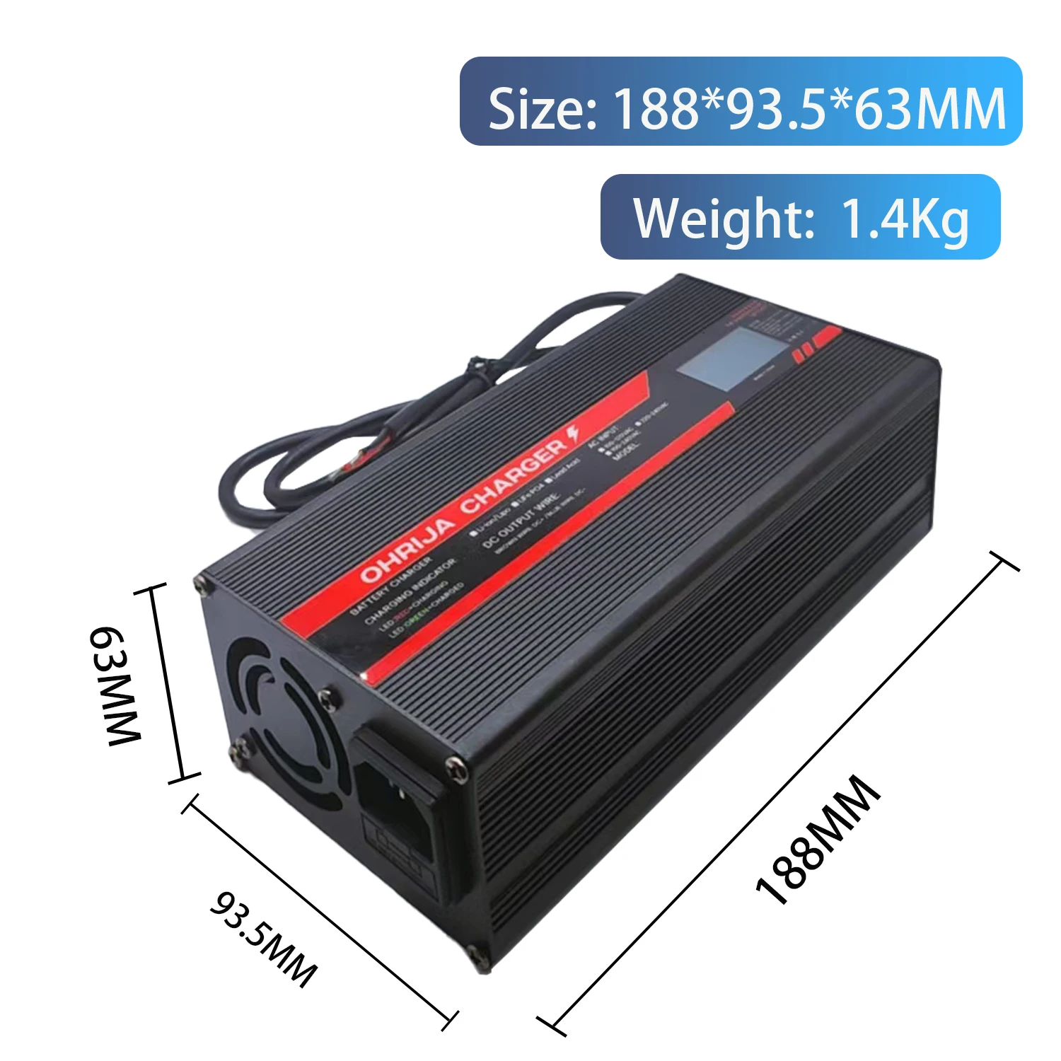 72V Fast Charger 87.6V 10A Fast Charger For 24S 76.8V LiFeP04 Battery Charger igh-power intelligent display  shell case