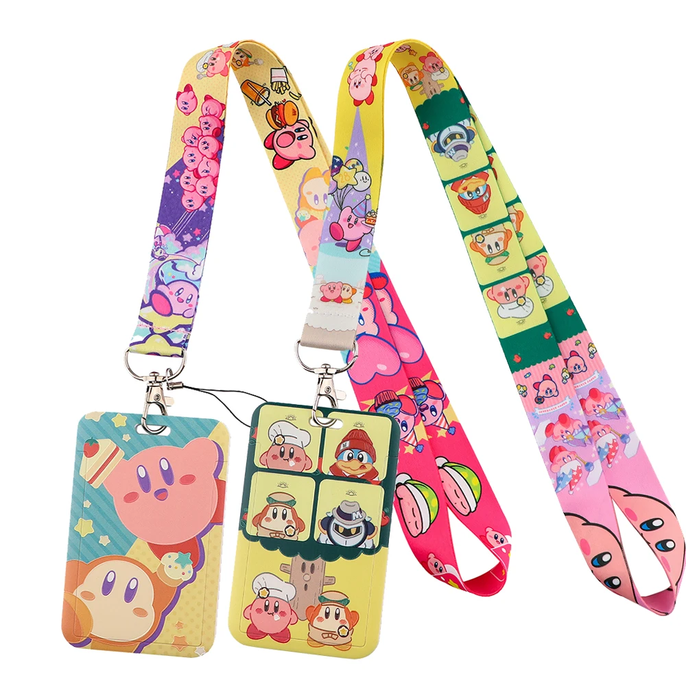 YL1181 Cute Pink Cartoon Character Neck Strap Key Lanyard Badge Holder Bus Subway ID Card Keyring Children Christmas Gifts