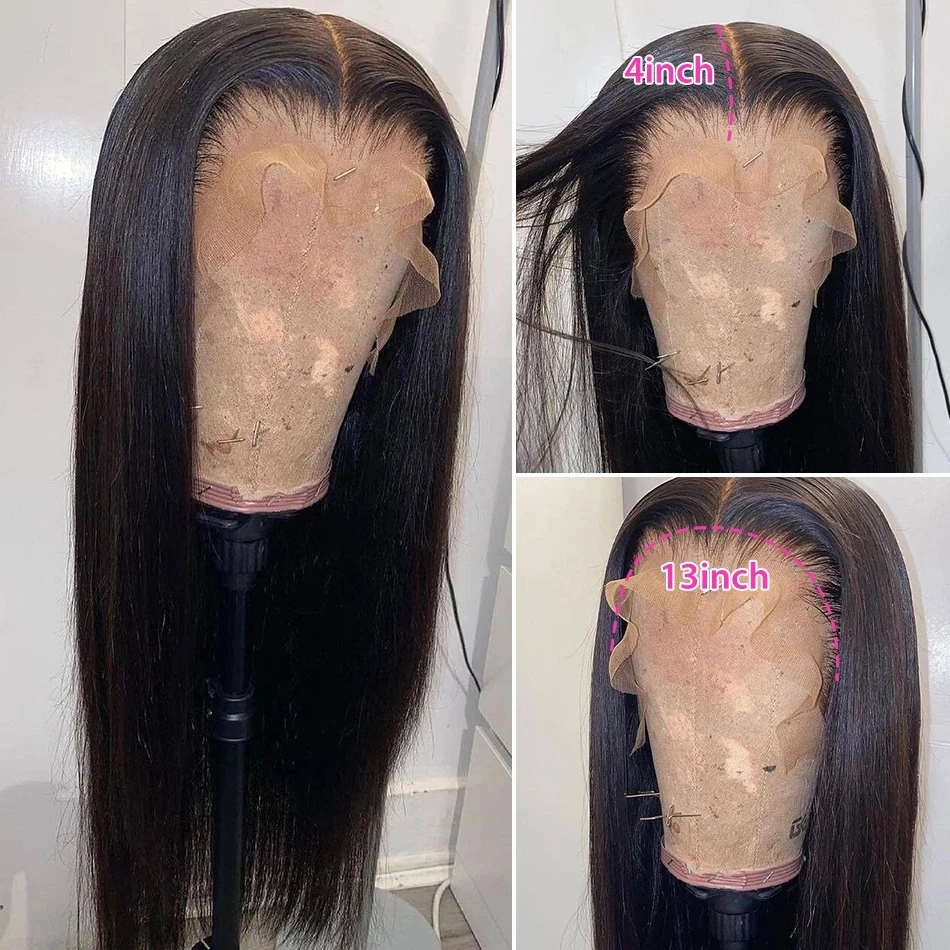 30 32Inch 13x4 Lace Front Human Hair Wigs Bone Straight Transparent Lace Human Hair Wigs 180% Pre Plucked For Black Women Hair