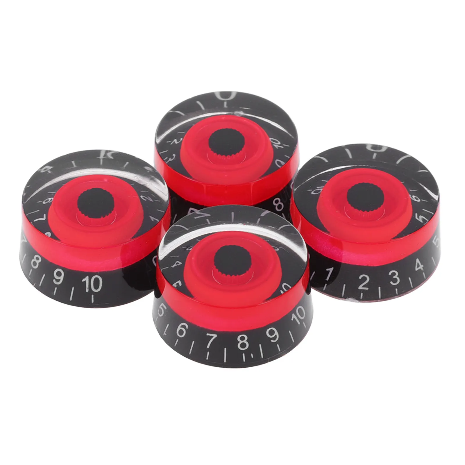 

4Pcs Acrylic Effect Pedal Control Knobs for Guitar Bass Amp Replacement Fits Split Shaft Import Concentric Pots Black Red