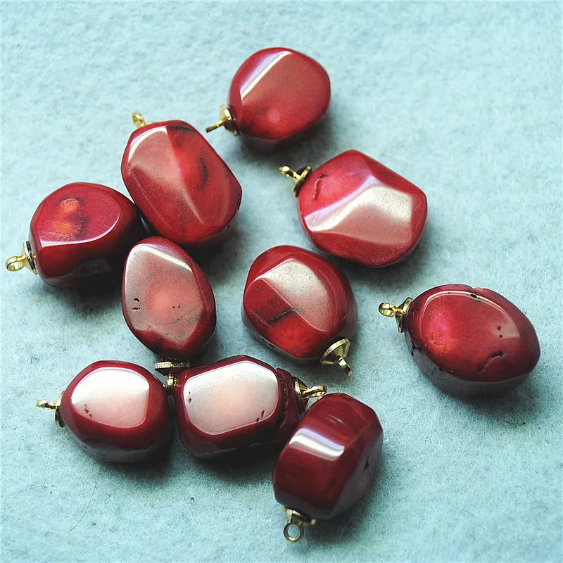 5PCS Womens Pendants Red Coral Material 15X20MM For Lovely Bracelets Jewelry Parts Drops Good For Your Designs