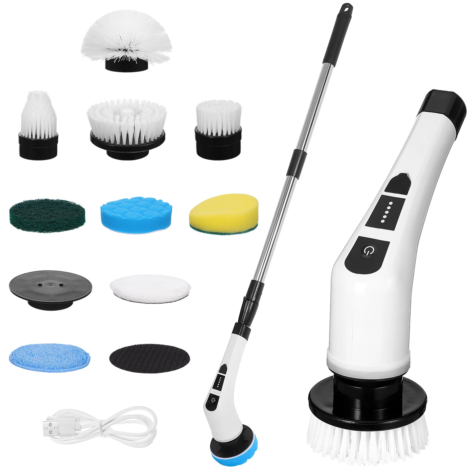 

Electric Home Kitchen Bathroom Glass Long and Short Dual Purpose Brush Multifunctional Cleaning Household Tool Scrubber Abs