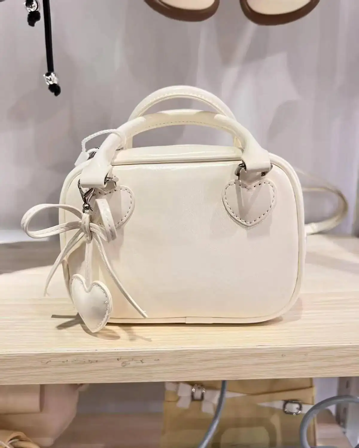 Bloom Haruku Beige Bowling Wallet Women Sweet Square Hand Bag Purse Hot Girls Versatile Casual Crossbody Bags Aesthetic