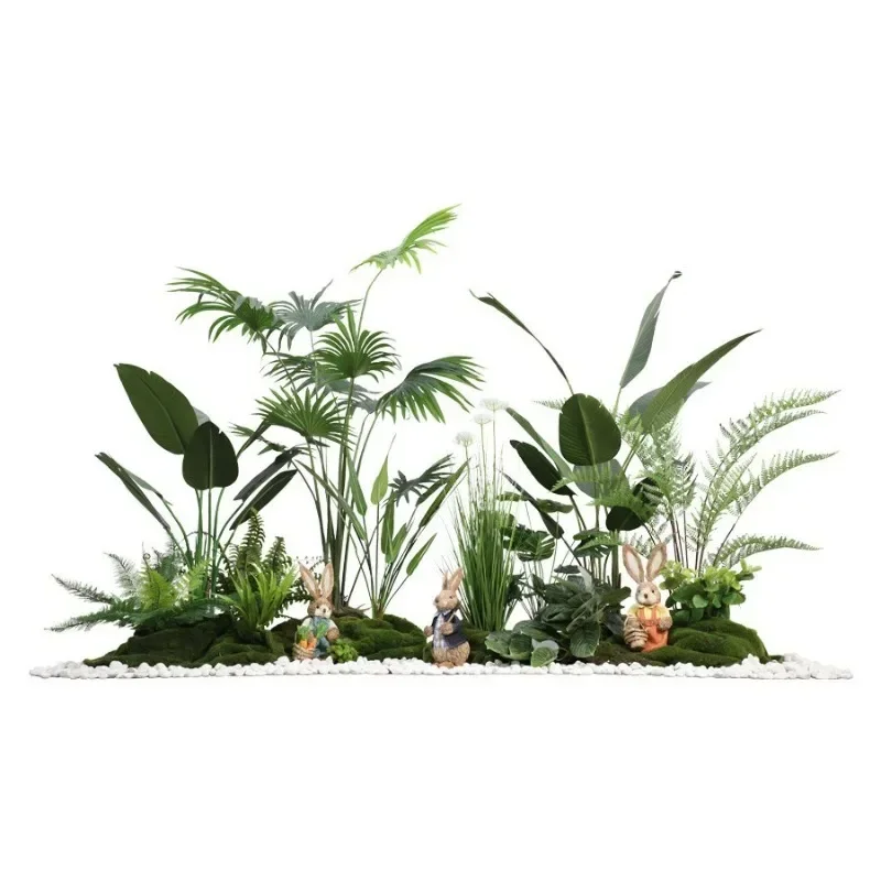 Simulated green plant landscaping, indoor landscape bionic plant combination, clothing store exhibition hall window decoration