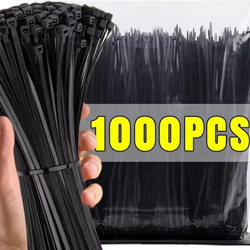 100-1000pcs Self Locking Nylon Cable Ties Plastic Cord Tie Heavy Duty Cables Fastening Ring Loop Hardware Organizer Wire Straps