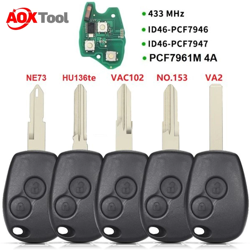 

AOKTOOL (434 MHz) 2 Buttons Remote Key For Renault - PCF7947/PCF7946/PCF7961M