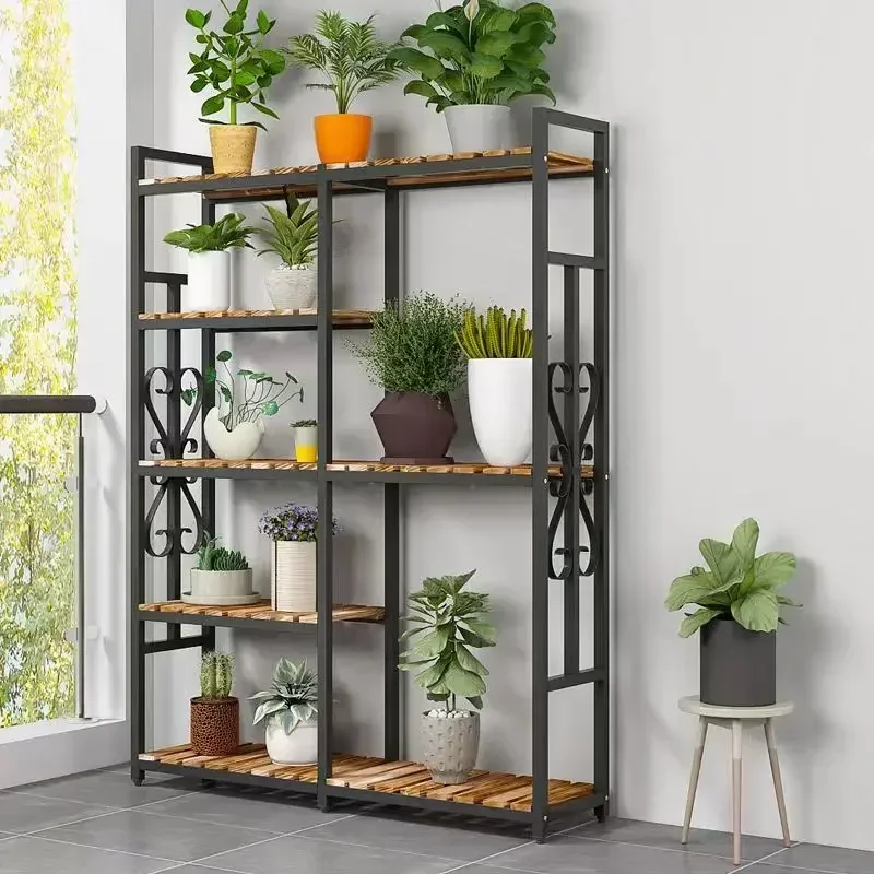 Vloer Gelaagde Plant Plank Buiten Houten Luxe Metalen Plant Plank Display Universele Steiger Per Piante Balkon Meubilair