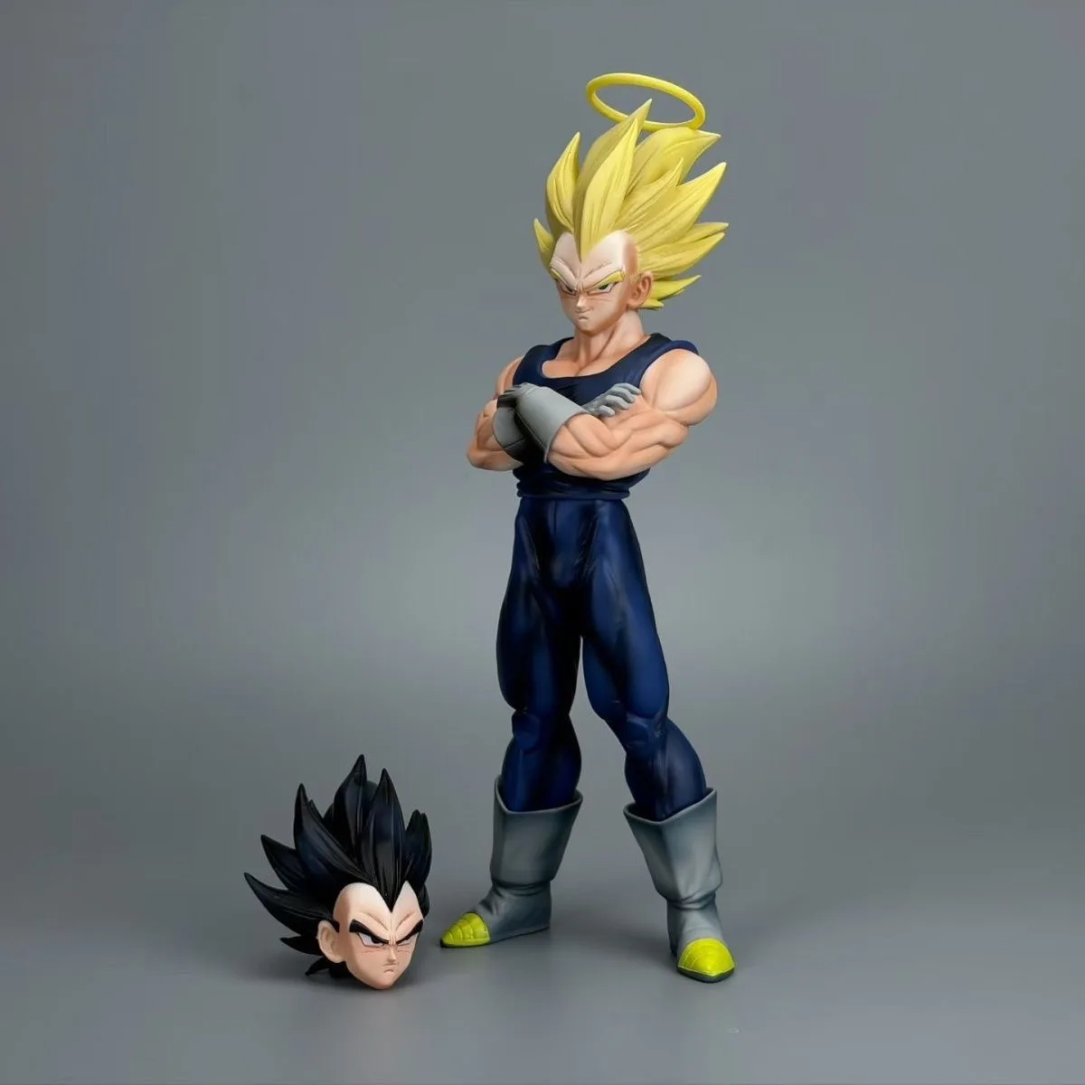 

YJ Dragon Ball Z Vegeta Super Saiyan Anime Figure Double Headed Statue Model Toys Collection Boys Birthday Gift 27cm