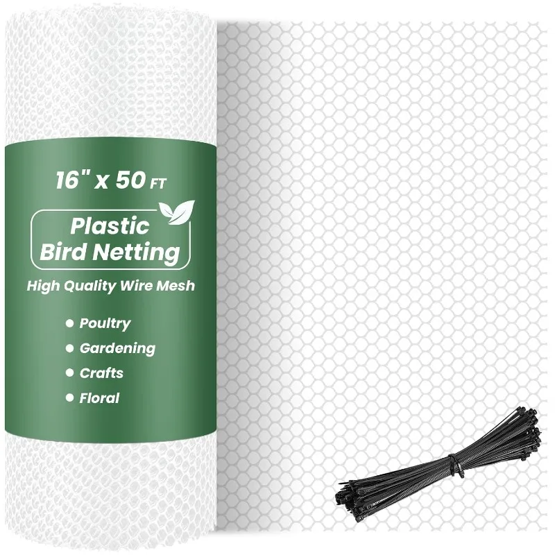Plastic Wire Fence, Each Plastic Fence with Zipper Hexagonal Poultry Net Garden Fence Cat and Bird Net