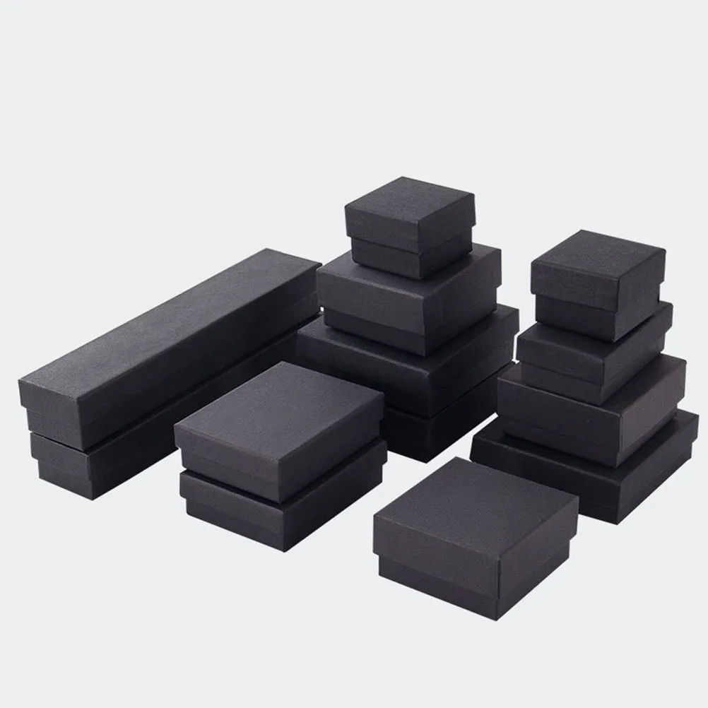 

25 PCS Black Kraft Paper Jewelry Box Boxes Bulk Necklace Storage for Packaging Organiser