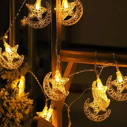 1.5/3/6M Eid mubarak LED Star Moon Lights String Ramadan Decoration Home Garland Festival Lights Lamp Muslim Party Supplies