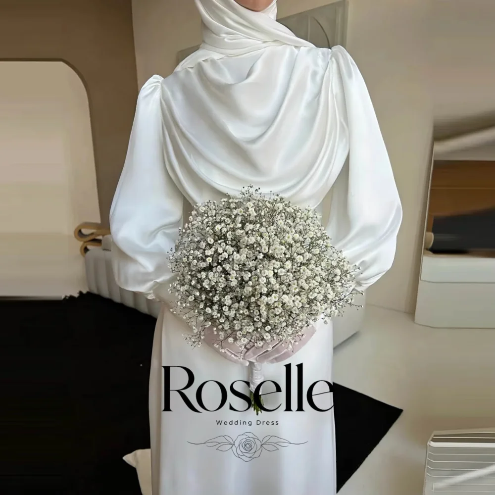 Simple A Line Wedding Dresses Elegant Ruffles Long Sleeve Woman's Bride Gowns Muslim Vestidos De Noche Customized Gloveless 2026