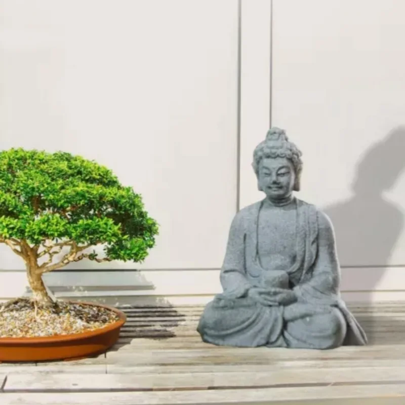 Resin Buddha Statue Collectible Figurine Ornament Buddhism for Office Hotel