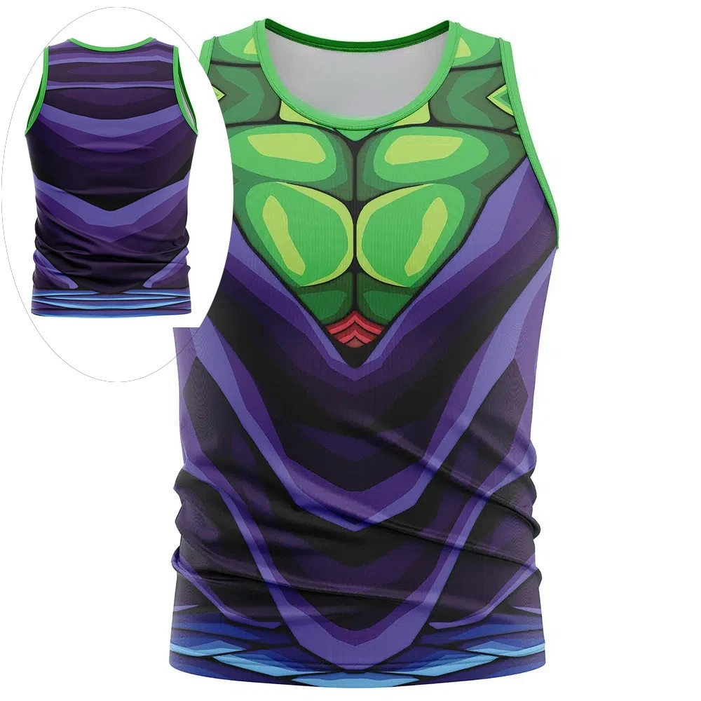 Camiseta sin mangas de cosplay de Dragon Ball Cell en forma perfecta, estampado 3D, estilo retro urbano, de poliéster oversize para hombre, mujer y niños, colección verano 2026