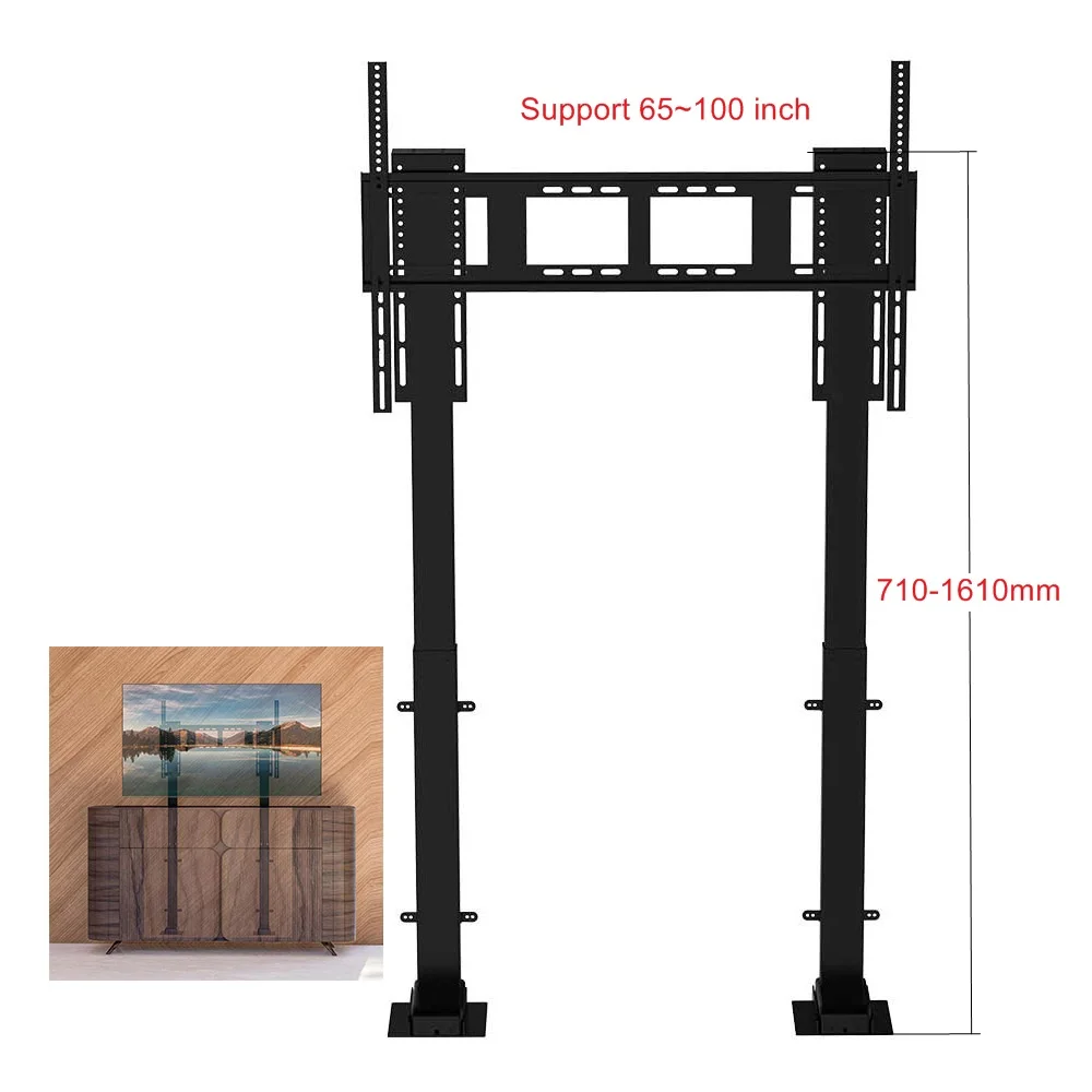52''-100'' Remote Control Height Adjustable Remote Motorized Floor Stand Dual Column Electric Lift Retractable