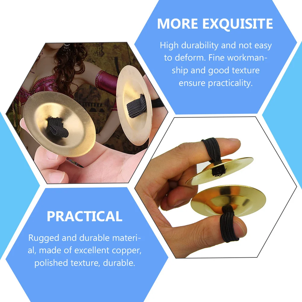 

4Pcs Copper Finger Cymbals Durable Belly Dance Props Small Musical Percussion Instruments for Party Finger Cymbals