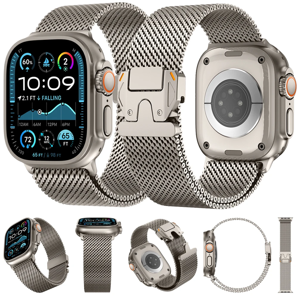 

Milanese Loop Strap for Apple Watch Band Ultra 3 2 1 49/46/45/44/42mm Stainless Steel Metal for IWatch Series 11 10 9 8 7 6 SE3